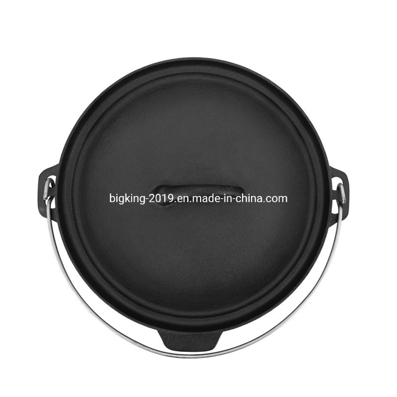 6.5 Quart Cast Iron Dutch Oven Pre-Seasoned Pot with Lid Lifter Handle, Casserole Pot with Lid Lifter for Camping Cooking BBQ Baking