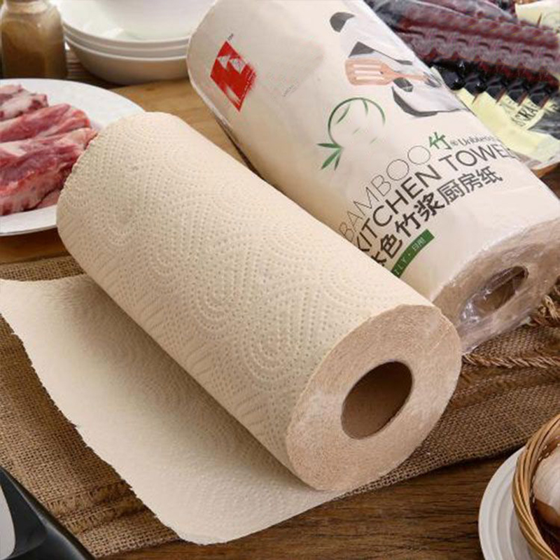 OEM/ODM/BSCI Factory Eco-Friendly 2ply/3ply Soft Absorbent White Bleached/Unbleached Bamboo Pulp Kitchen Paper Towels Roll