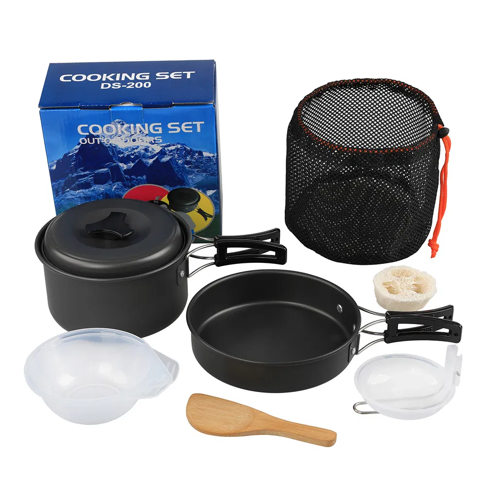 1-2 Person Outdoor Picnic Set Pot Portable Combination Set Pot Picnic Camping Cookware