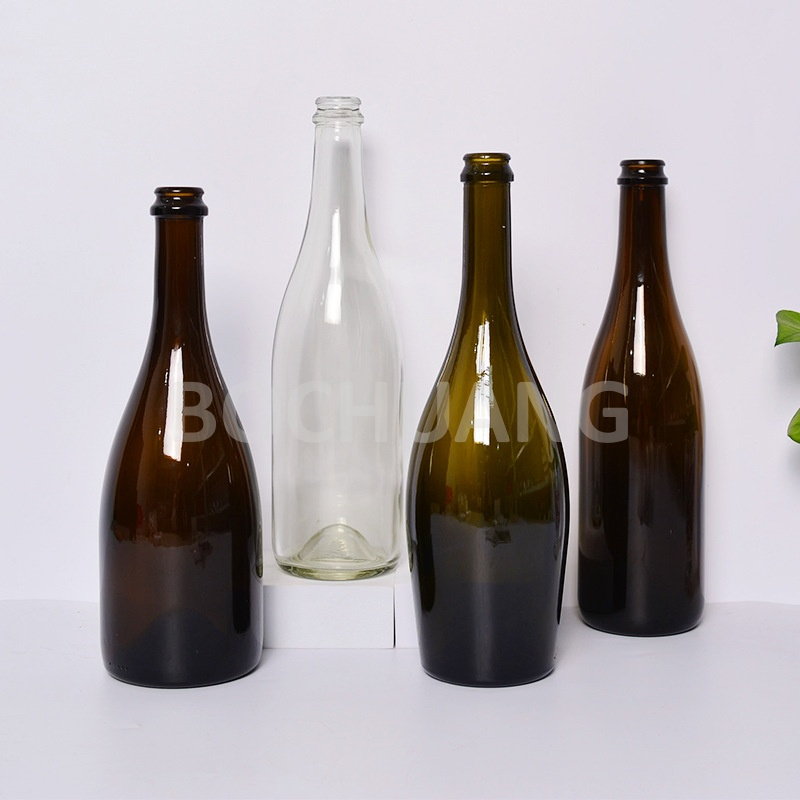 750ml Dead Leaf Green Slope Shoulder Glassware Burgundy Glass Wine Bottle for Pinot Noir
