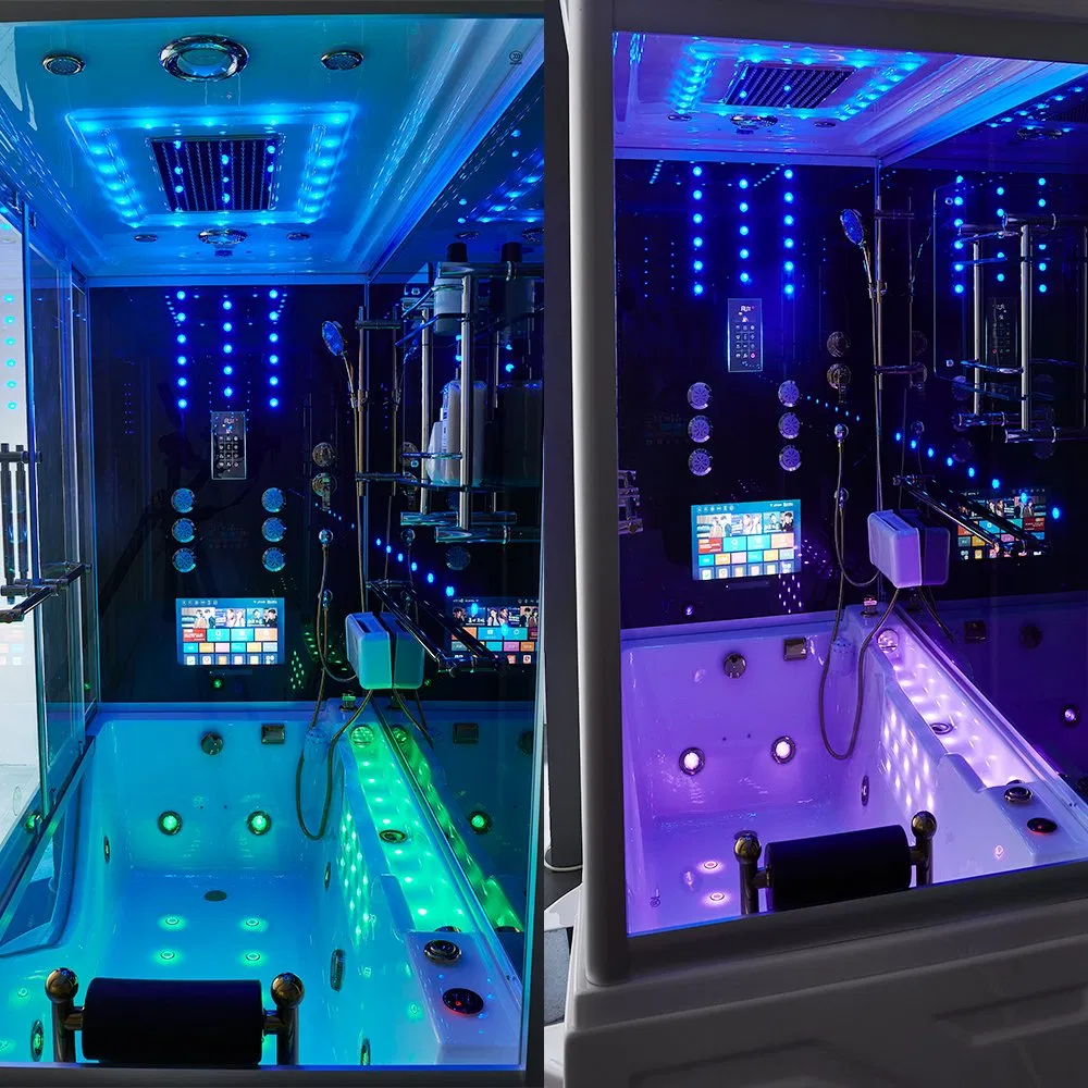 Blue Glass Door Acrylic Steam Room 2 Person Steam Shower