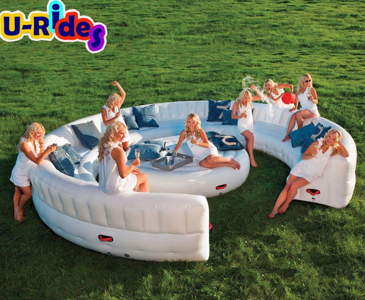 Large Customized Inflatable Couch Chair Air Tight White Half Circle Inflatable Table and Round Sofa For Party