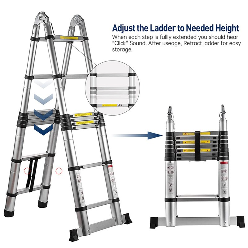2.5m 2.5m Multifunctional Portable Herringbone Straight Two-in-One Ladder Home Folding Telescopic Aluminum Ladder Household Tool