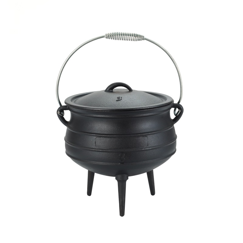 Чугунный котелок Potjie с тремя ножками для кемпинга