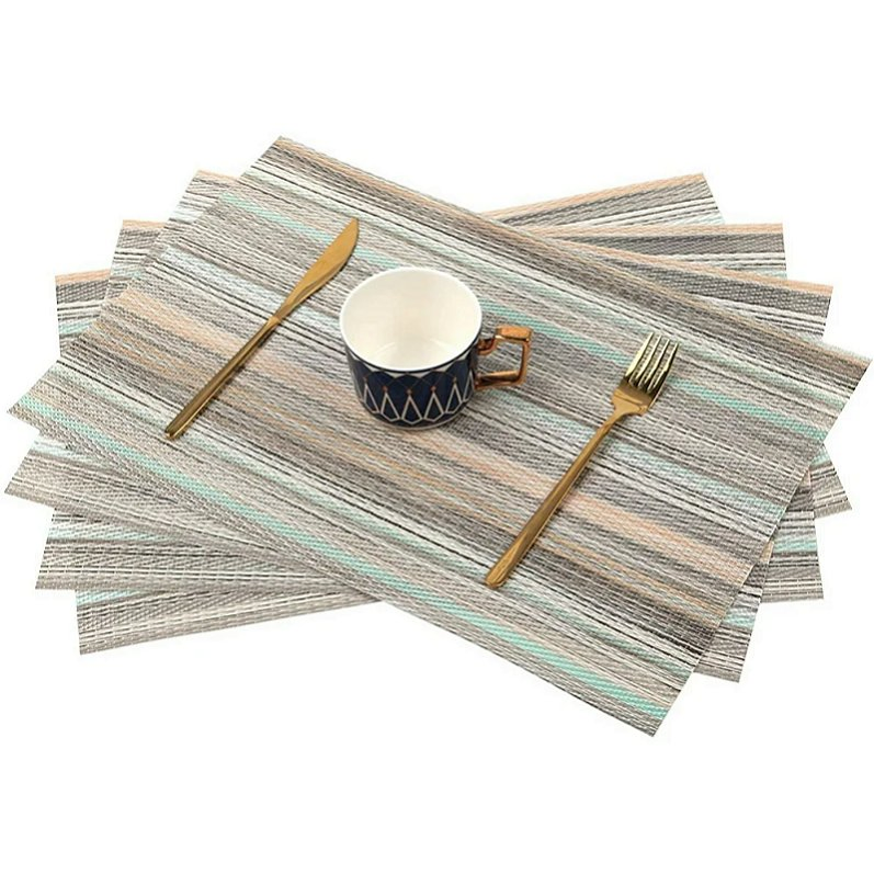 Rectangle Woven Vinyl Digital Printed Dining PVC Table Mats Coffee