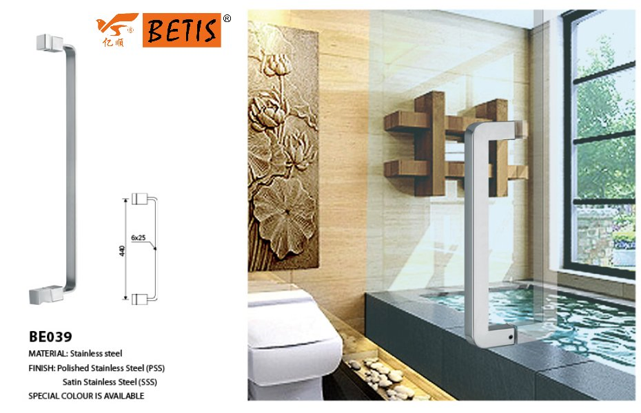 OEM Frameless Wholesale Stainless-Steel Door Handle Bathroom Shower Enclosure Glass Hardware Accessories Fittings Grab Bar Towel Bar Two-Sides Pull Handle