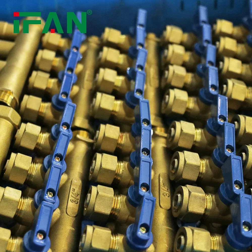 Ifan High Pressure Brass Water Manifold Manifold Brass 3/4" 2-6 Hole Flowing Water Long Service Life Brass Manifold