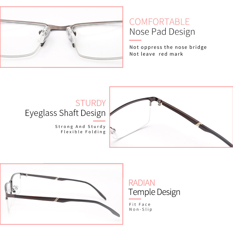 Classical Square Metal Men Spectacle Frame Eyeglasses OEM Logo