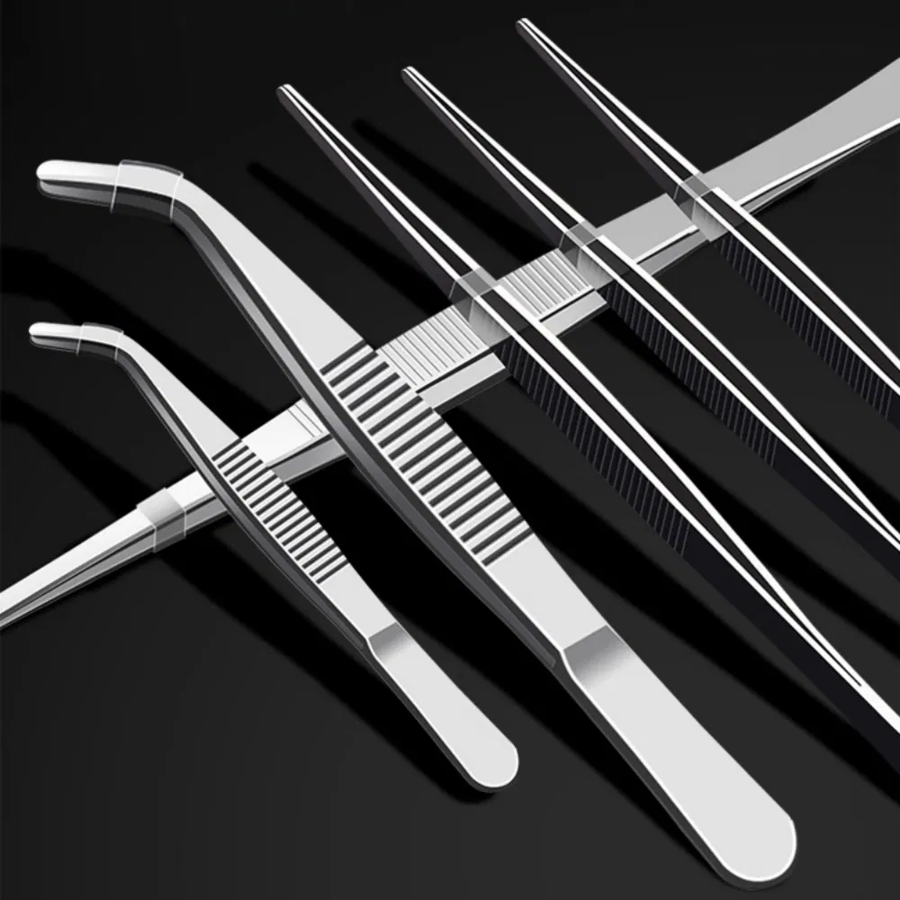 High-Quality Anti-Slip Straight Curved Versatile Metal DIY Tweezers with Teeth