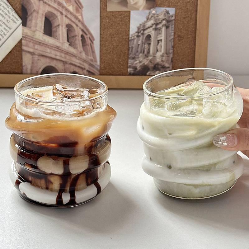 Custom Corrugated Transparent Glasses Caterpillar Water Milk Coffee Tea