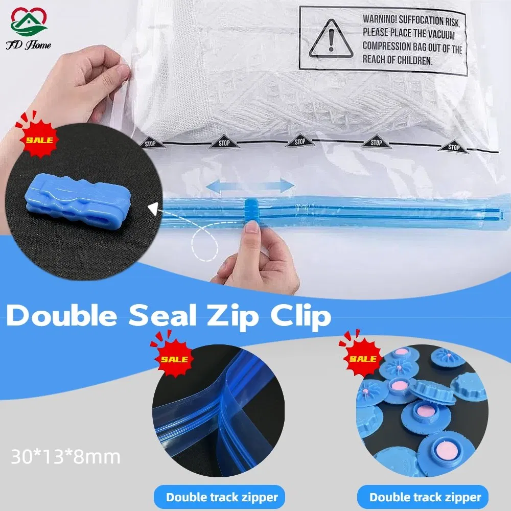 in Stock Blue White Compression Vacuum Bag Stay-on Sealer Clip for Vacuum Storage