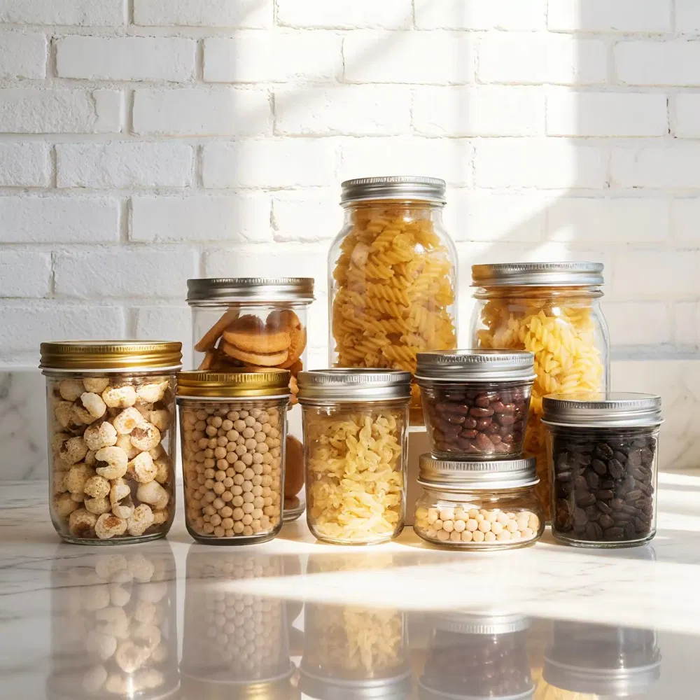 Wholesale Clear Glass Mason Jar Set 150ml 200ml 250ml 380ml Mason Jar with Metal Lid