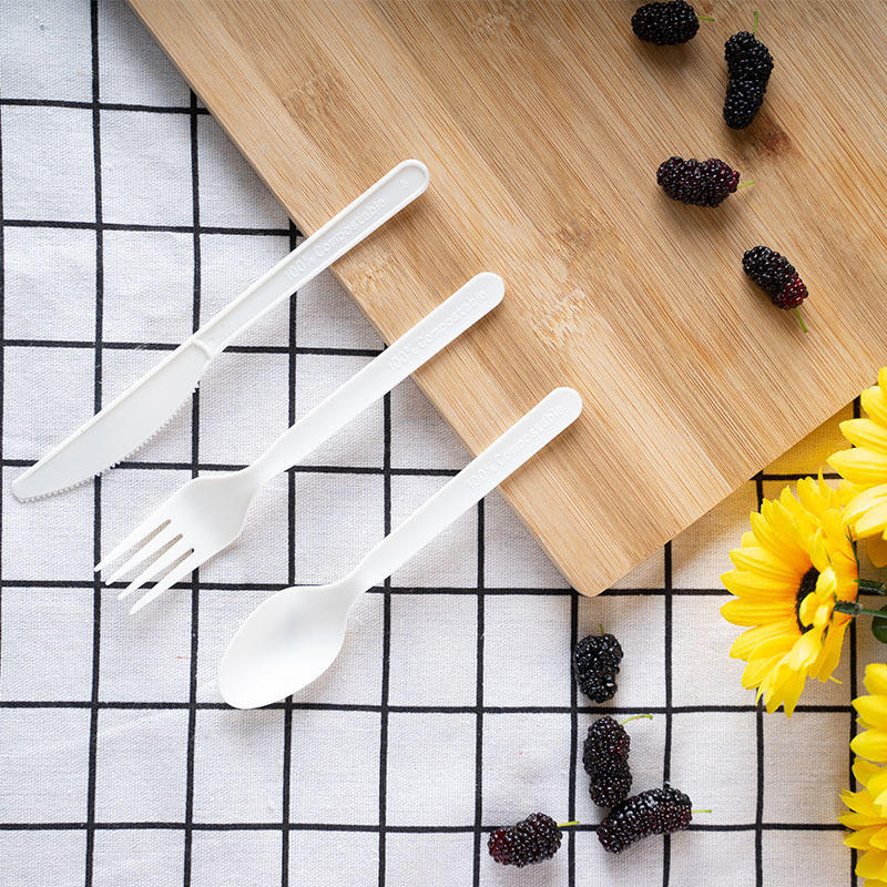 China Manufacturer Cornstarch PLA Eating Utensils Set Disposable Fork Cutlery