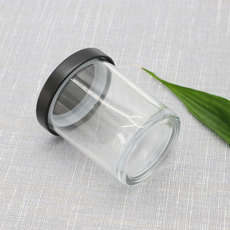4oz 6oz 8oz 12 Oz Wholesale Glass Candle Jars Clear Square Round Wax Packaging Jar with Lid Glass Candle Holders