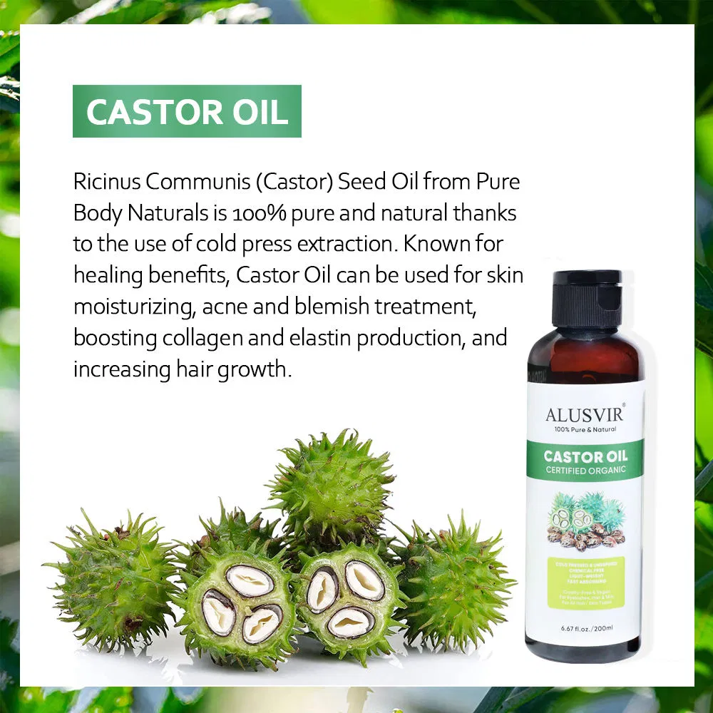 Organic Cold-Pressed Moisturizing Black Castor Oil for Hair Beard Eyelash Eyebrow Growth
