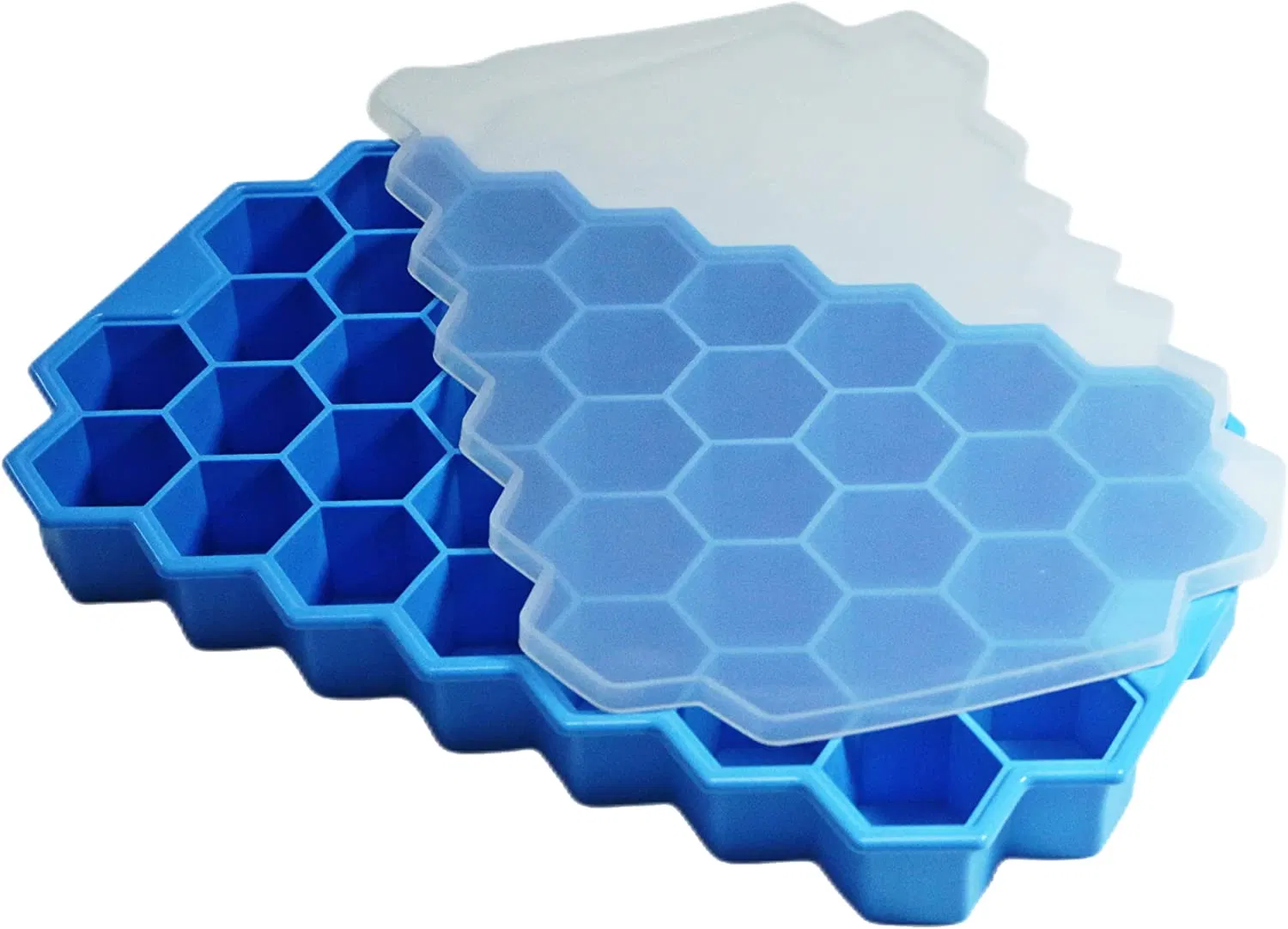 Silicone Ice Cube Tray with Lid in Organizer Bins or Ice Bucket