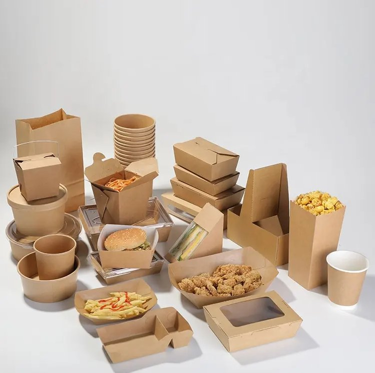 Экологичные ланч-боксы из крафт-бумаги с крышкой