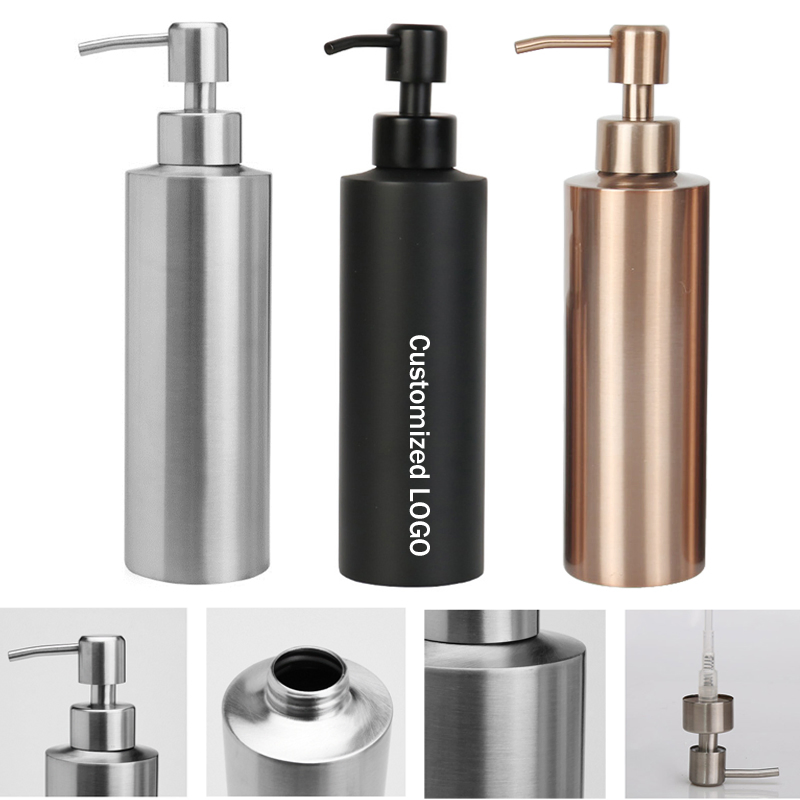 Freestanding Liquid Soap Dispenser Stainless Steel Hand Lotion Bottle with Pump