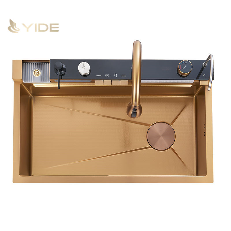 Sleek Black Stainless Steel Smart Sink Suitable for Home and Hotel Use