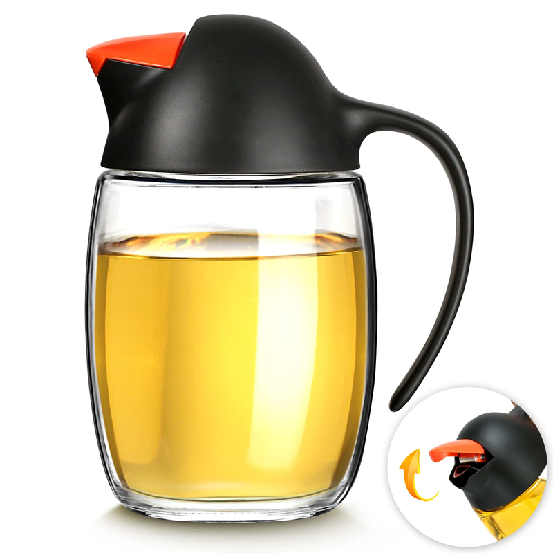 Penguin Leakproof Olive Oil Dispenser Bottle Auto Flip Cap Cooking Oil Dispenser with Non-Slip Handle