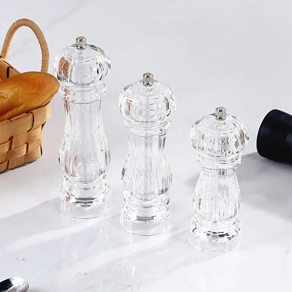 Blue Crystal-Cut Salt & Pepper Grinder Geometric Elegance Spice Mill