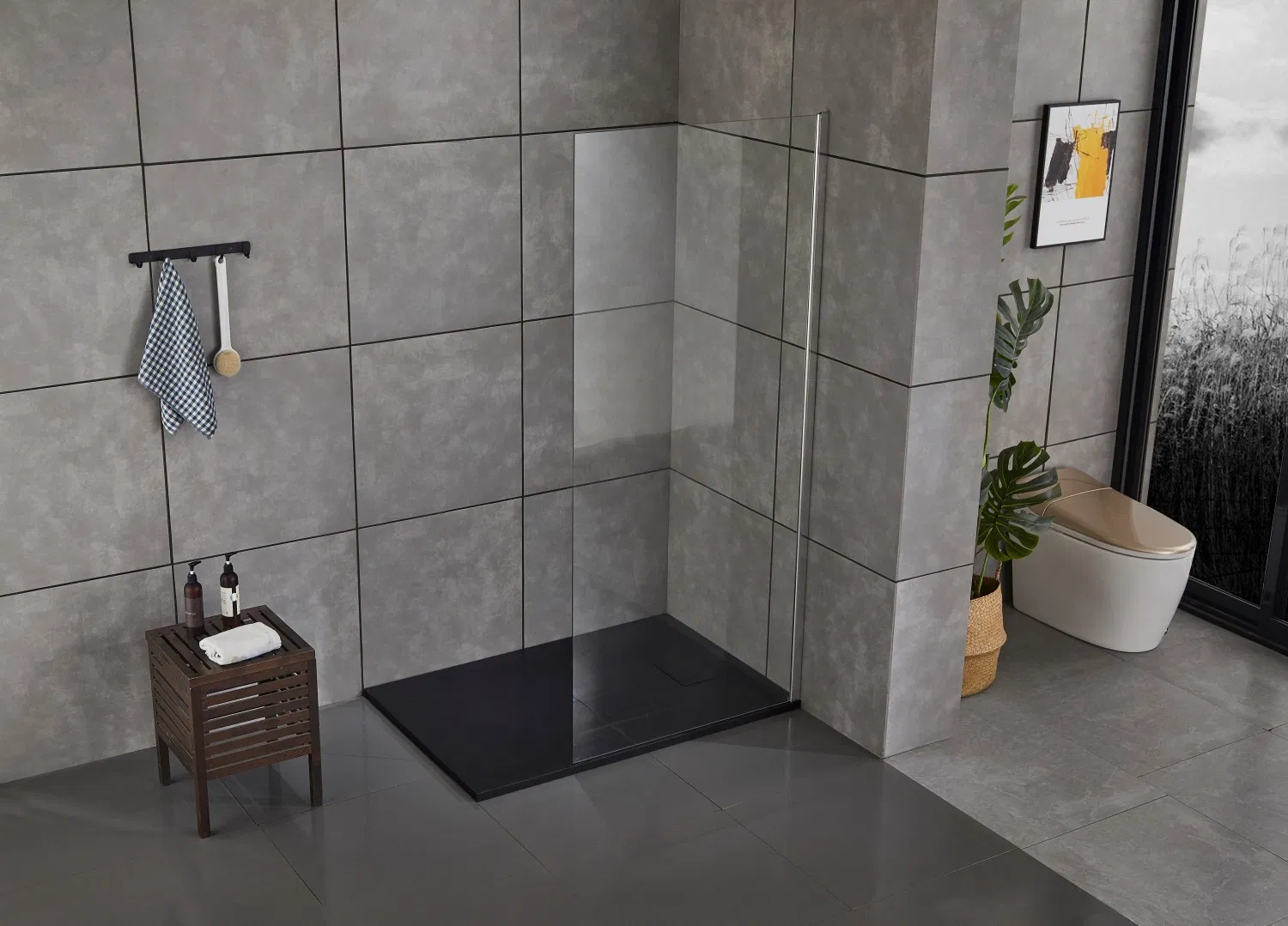 Black Color Bathroom Anti Slip SMC Shower Tray
