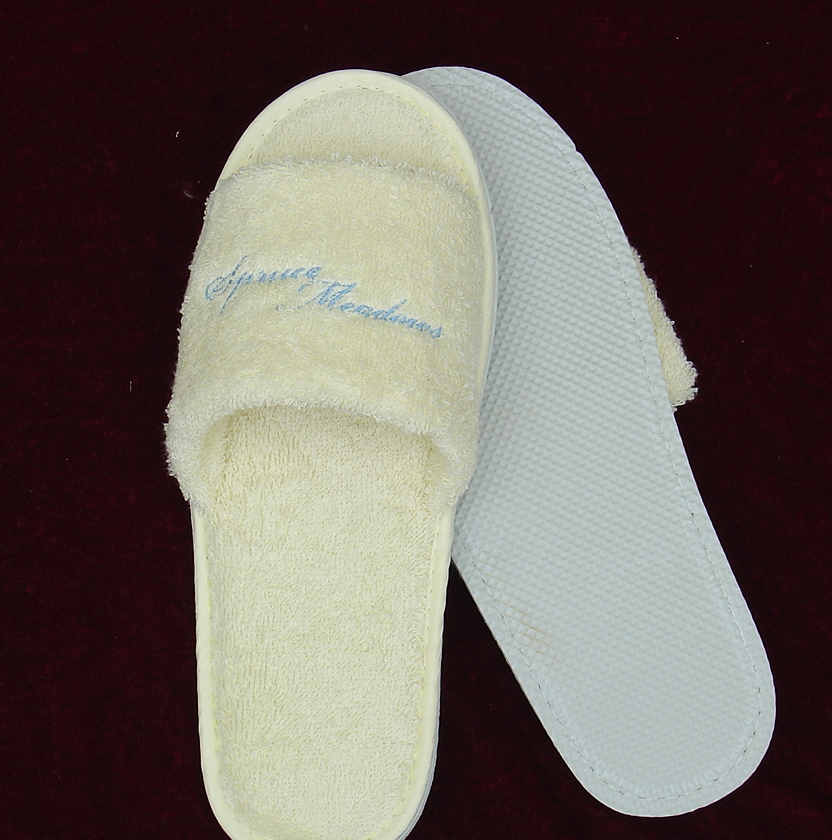 Handcrafted Hotel Cotton Towel Slippers with EVA Rubber DOT Outsole
