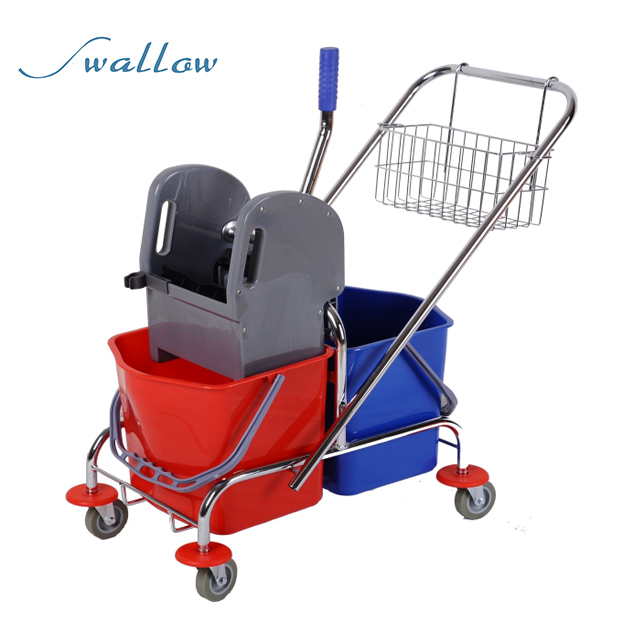 High Quality Double Mop Wringer Bucket Trolley