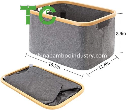 Wholesale Bamboo Laundry Hamper Basket with Handle Collapsible Clothes Storage Bag Bamboo Laundry Basket Collapsible Cloth Hamper