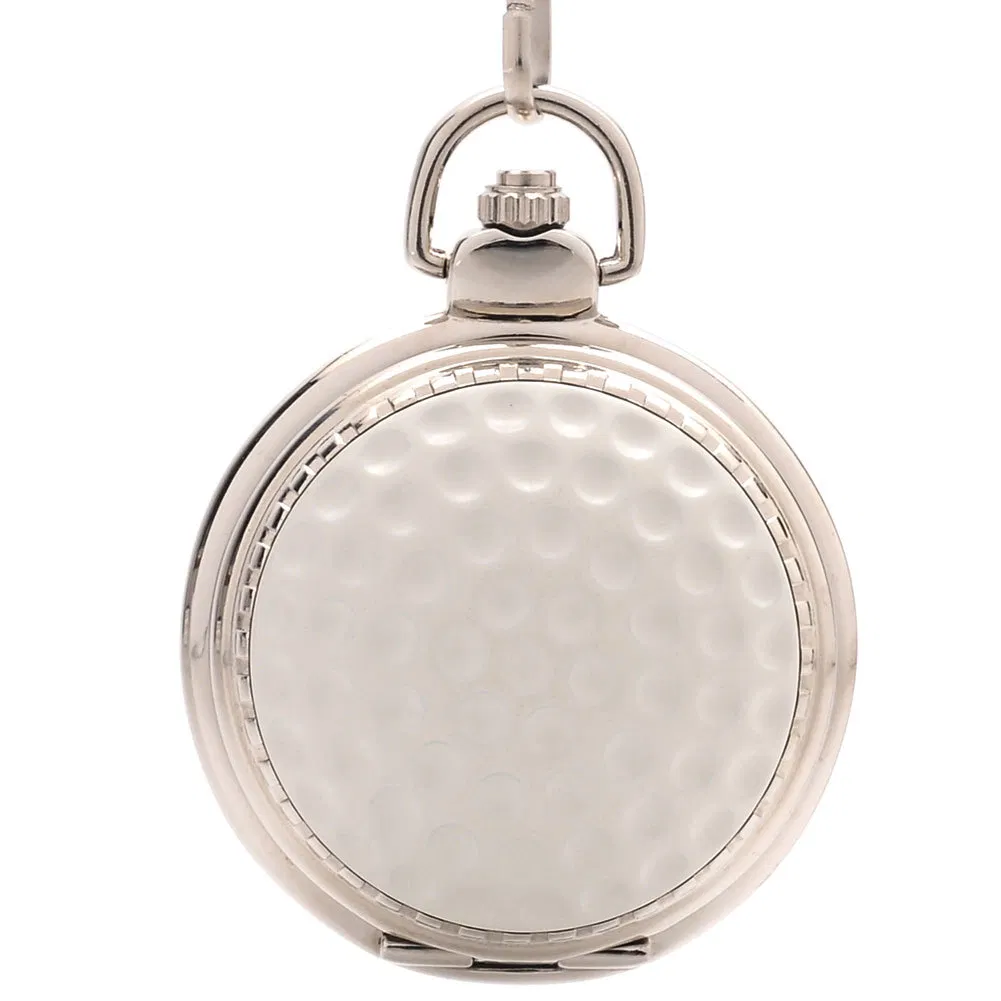 Custom Japan Quartz Movement Golf Ball Silver Pocket Watch with Chain