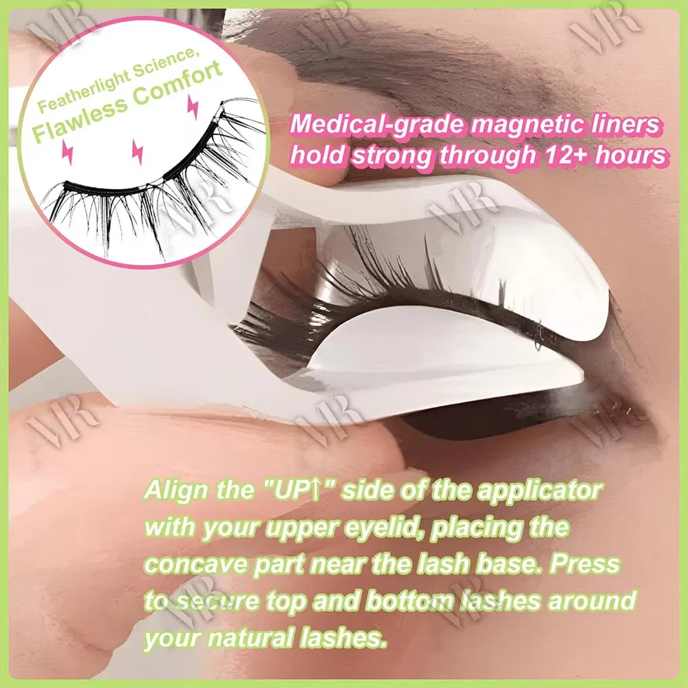 Reusable Thick Soft Natural Long Magnetic Lashes Wholesale with Applicator Private Label 3D Magnetic False Eyelash with Mirror