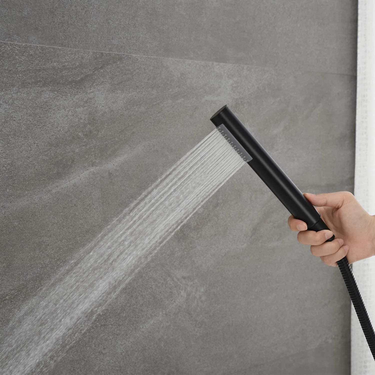 Freestanding Tub Filler Bathtub Faucet Black Floor Mount Brass Bathroom Faucets with Hand Shower