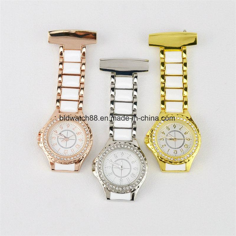 Custom Waterproof Fashion Medical Crystal Fob Nurse Watch with Japan Movement