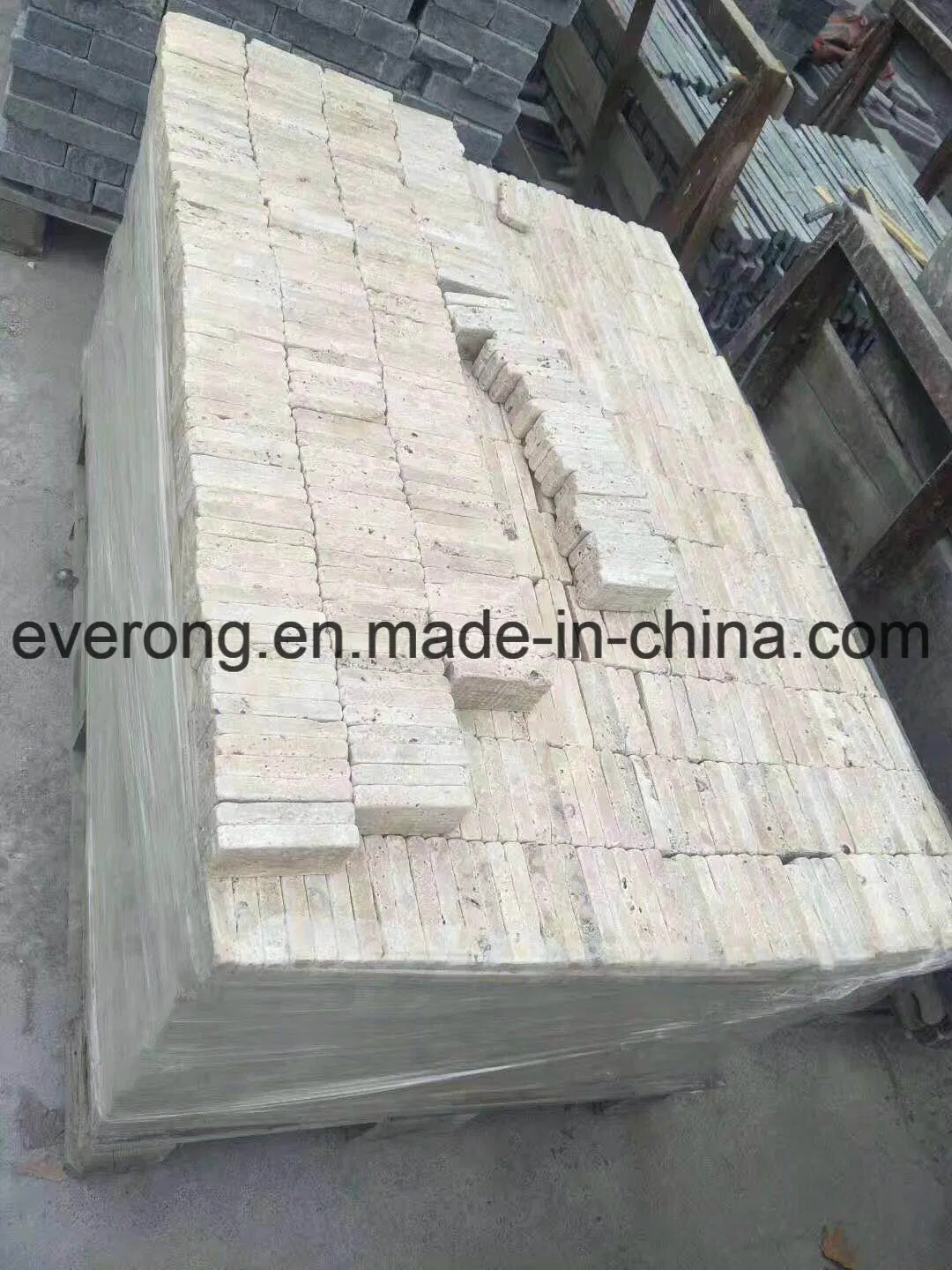 Natural Beige Travertine Tumbled Cobble Stone Paver for Patio, Driveway, Landscape