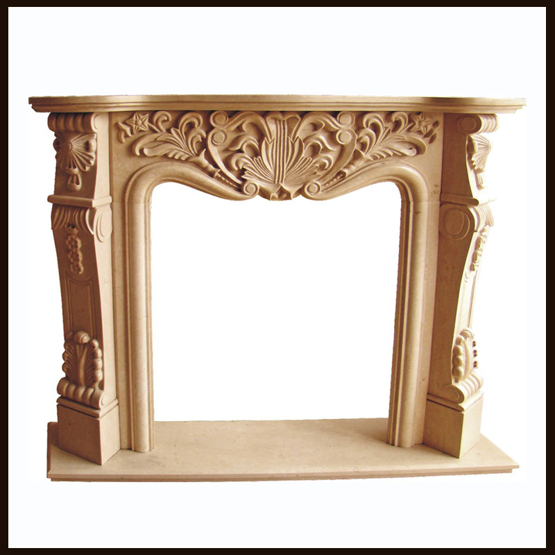 White/Yellow/Beige Marble Surround Carved Mantel Stone Design Fireplace