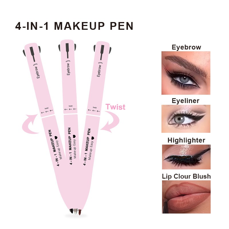 All-in-One Makeup Pen Lip Liner Highlighter Eyeliner Eyebrow Pencil with Refills