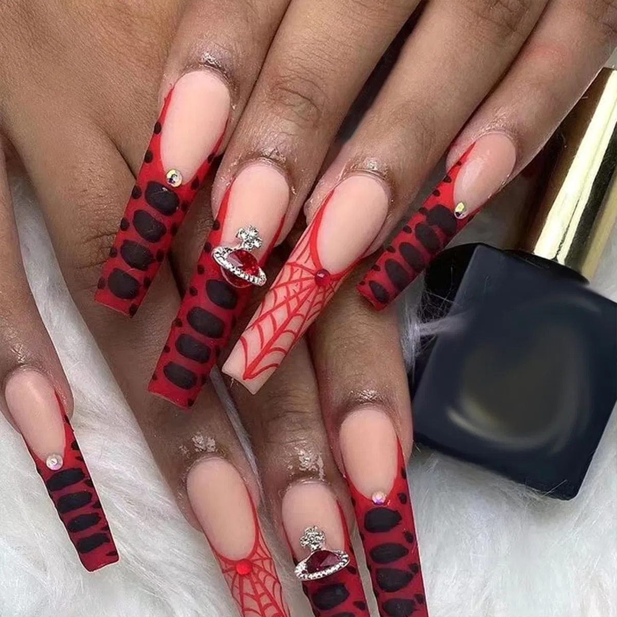 Cross-Border Explosive Ultra-Long Water Pipe European and American Fake Nail Finished Products Rectangular French False Nail Wearable Nail Art