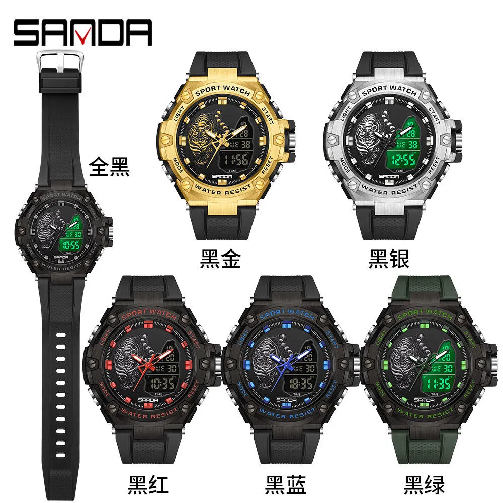 Sanda 3173 Sports Chronograph Relojes Electronic Waterproof Luminous LED Digital Watch