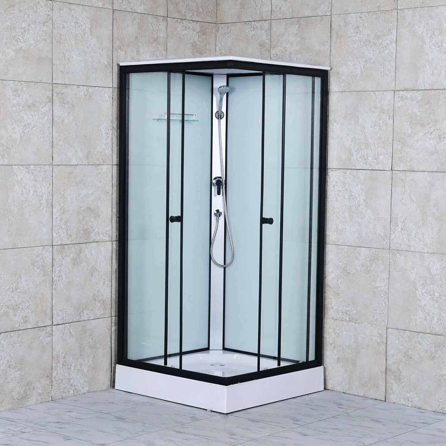 High Quality Tempered Clear Glass Sliding Door Shower Room with Handle Shower