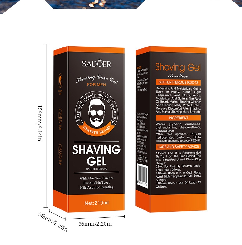 Men Shaving Gel Moisturizing Smooth Beards Shaving Foam Gel for All Beard Aloe Vera After Shave Gel Non-Foaming Fresh Scent Clear Shaving Gel with Moisturizing