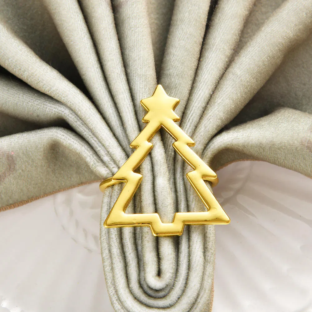 Gold Christmas Tree Napkin Ring Hotel Metal Table Setting
