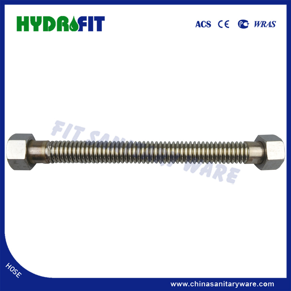 Factory Manufacture 1/2 FF Nickle Plated Ss 304 Corrugated Gas Hose (HY6506)