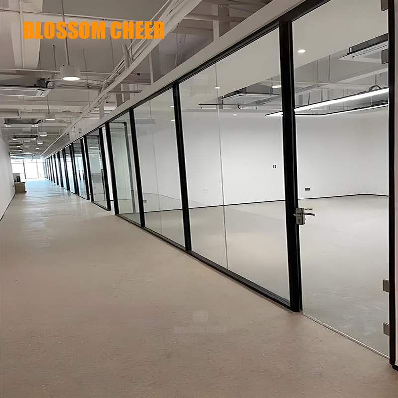 Soundproof Office Building Minimalist Panoramic Single Aluminium Hollow Glass Partition