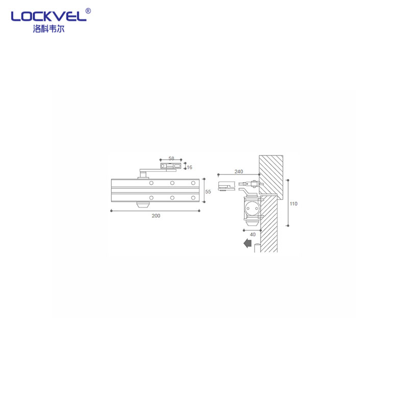 Fire Rated Certified Commercial Overhead Metal Door Closer/Standard Automatic Door Closer