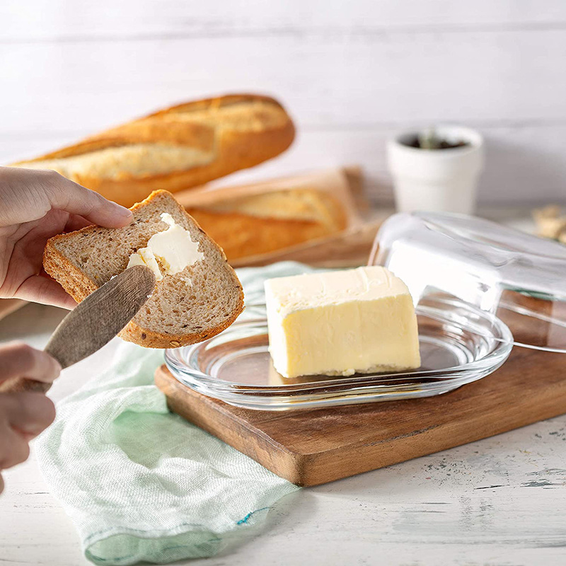 Glass Butter Dish with Lid - Elegant Crystal Glass to Hold Stick of Butter