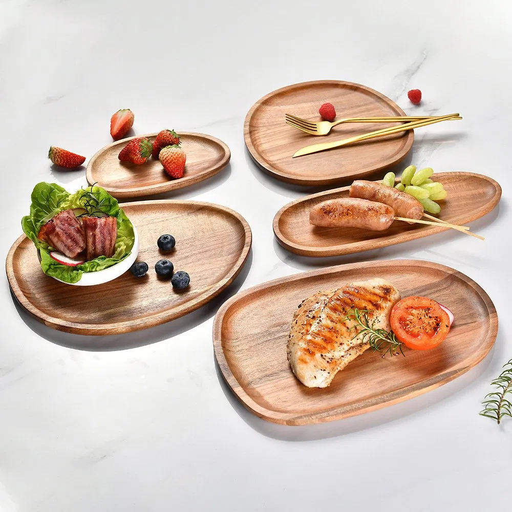 Solid Wood Tray South America Walnut Creative Sabri Wood Dim Sum Tray for Dessert Snack Disposable Engraving