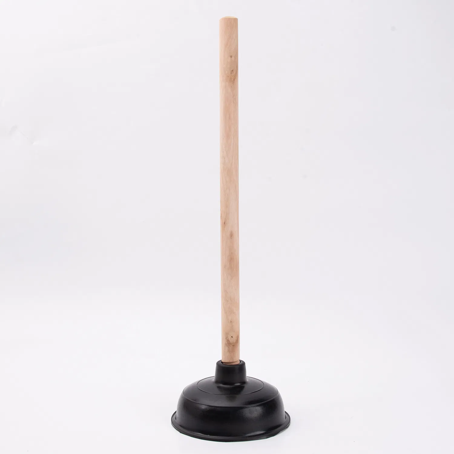 Wooden Handle Leather Toilet Unclogging Device Through Rubber Toilet Plunger