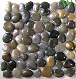 2016 Hot Selling Mixed Flat River Garden Pebble Mosaic Stone With Mesh