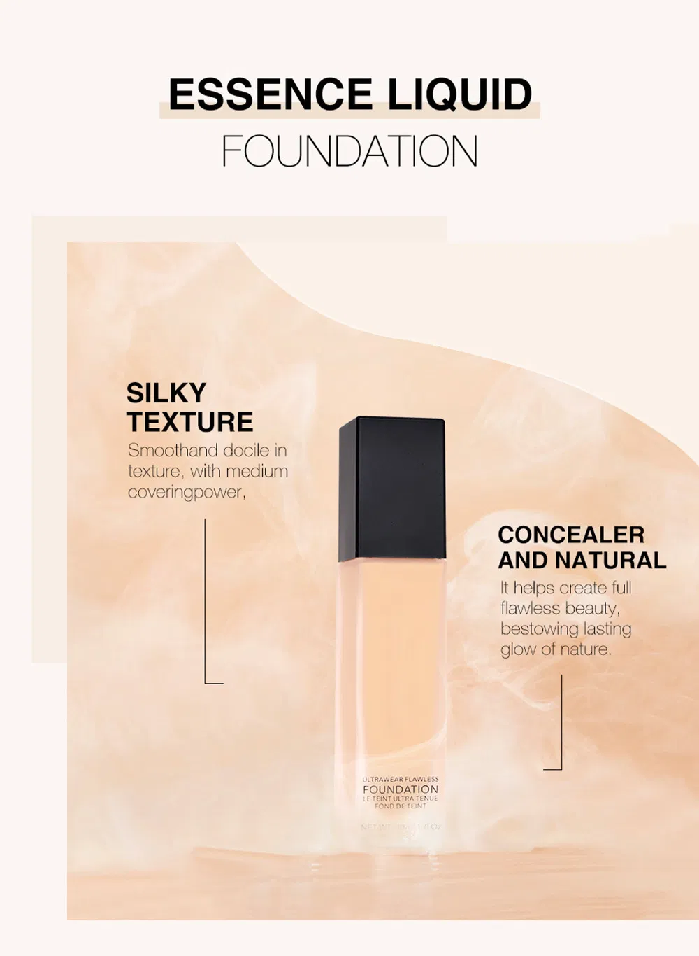 OEM Breathable Liquid Foundation High-Gloss Moisturizing Invisible Pores Natural Concealer Foundation