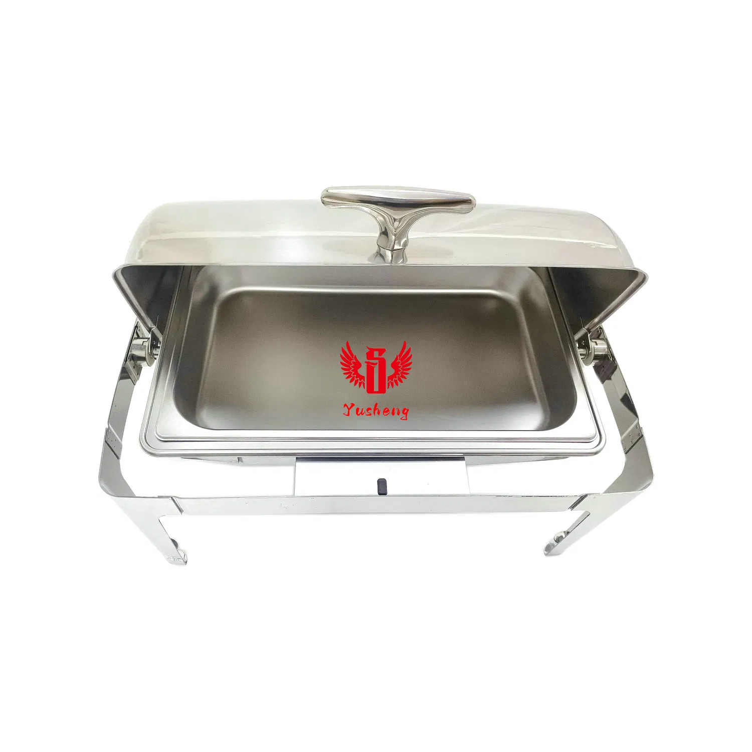 High Quality Unvisible Lid Rectangular Silver Steel Buffet Chafing Dish